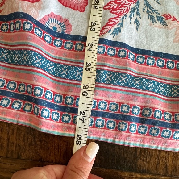 J. Jill | Striped Linen Short Sleeve Button Down Blouse, Floral Back Panel - Picture 10 of 10